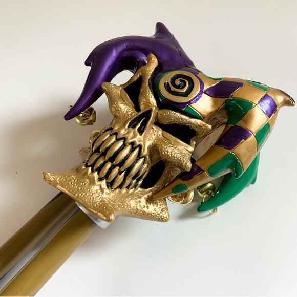 California Costumes Gold and Purple Creepy Halloween Jester Cane NEW Scary - Picture 4 of 8